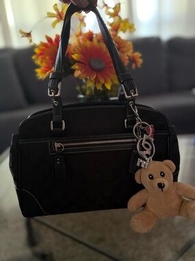 Coach Black Signature Satchel (or Boston Bag